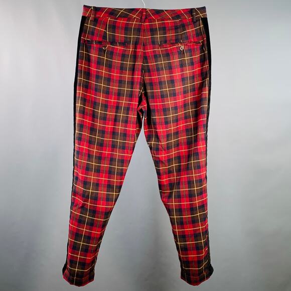 UNIVERSAL WORKS Size 32 Multi Color Plaid Polyester Blend Button Fly Dress Pants - Picture 3 of 7